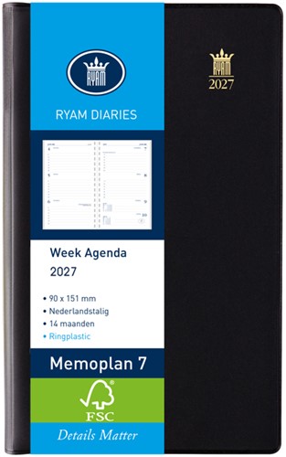 Agenda 2027 Ryam Memoplan 7 Suprema 7d/2p zwart 1 Stuk