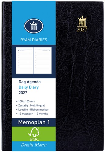 Agenda 2027 Ryam Memoplan 1 Mundior 1d/1p zwart 1 Stuk