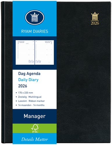 Agenda 2026 Ryam Manager Mundior 1dag/1pagina zw 1 Stuk