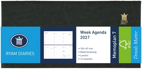 Agenda 2027 Ryam Memoplan 7 Mundior 7d/2p zwart 1 Stuk