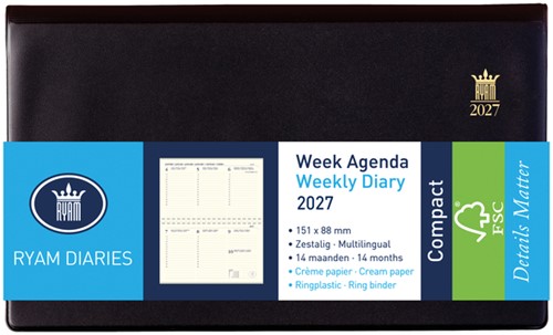 Agenda 2027 Ryam Compact Suprema 7d/2p zwart 1 Stuk