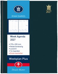Agenda 2027 Ryam Weekplan Plus Mercury 7d/2p zwart 1 Stuk