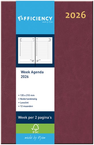 Agenda 2026 Ryam Efficiency Baladek 7d/2p bordeaux 1 Stuk