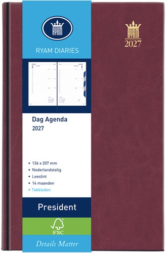 Agenda 2027 Ryam President Mundior 1d/1p bordeaux 1 Stuk