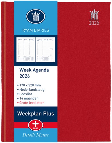 Agenda 2026 Ryam Weekplan Plus Mercury 7d/2p rd 1 Stuk