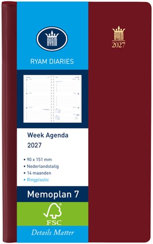 Agenda 2027 Ryam Memoplan 7 Suprema 7d/2p bordeaux 1 Stuk