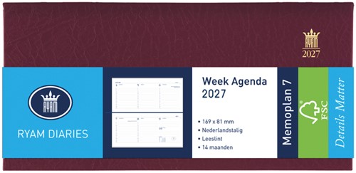 Agenda 2027 Ryam Memoplan 7 Suprema 7d/2p bordeaux 1 Stuk