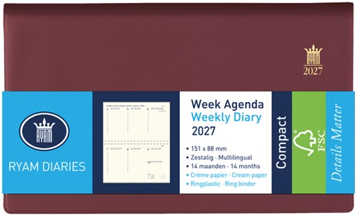 Agenda 2027 Ryam Compact Suprema 7d/2p bordeaux 1 Stuk
