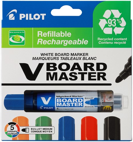 Whiteboardmarker Pilot begreen rond M assorti 5 Stuk