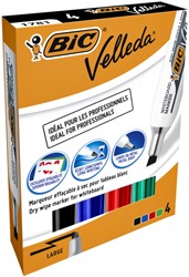 Viltstift Bic Velleda whiteb schuin L ass set 4st 4 Stuk