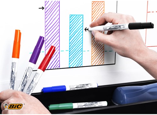 Whiteboardmarker Bic 1744 rond M assorti 4 Stuk-2