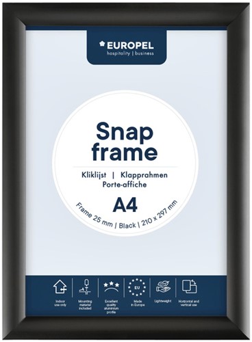 Kliklijst Europel A4 25mm zwart 1 Stuk