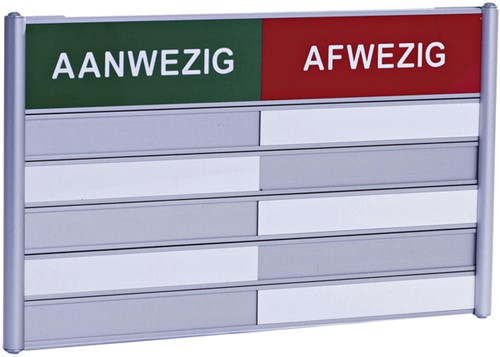 Aan afwezigheidsbord voor 5 namen 1 Stuk