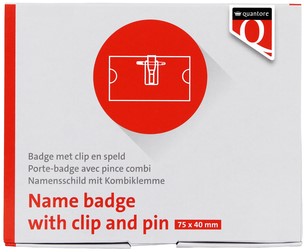 Badge Quantore clip+speld 40x75mm 1 Stuk