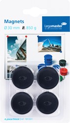 Magneet Legamaster 30mm 850gr zwart 4 stuks 4 Stuk