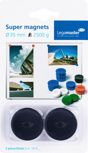 Magneet Legamaster 35mm super 2500gr zw 2st 2 Stuk