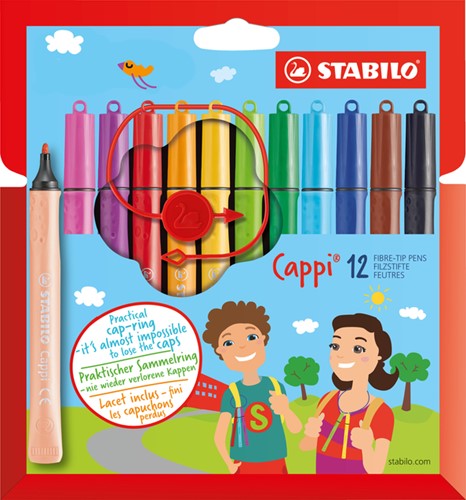 Viltstift STABILO Cappi 168/12 M 12st assorti 12 Stuk