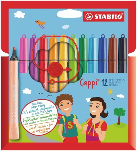 Viltstift STABILO Cappi 168/12 M 12st assorti 12 Stuk