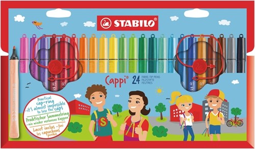Viltstift STABILO Cappi 168/24 M 24st assorti 24 Stuk