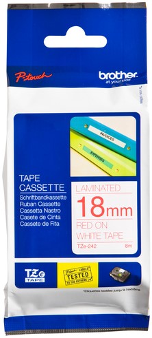 Labeltape Brother Ptouch TZe242 18mm wit 1 Stuk