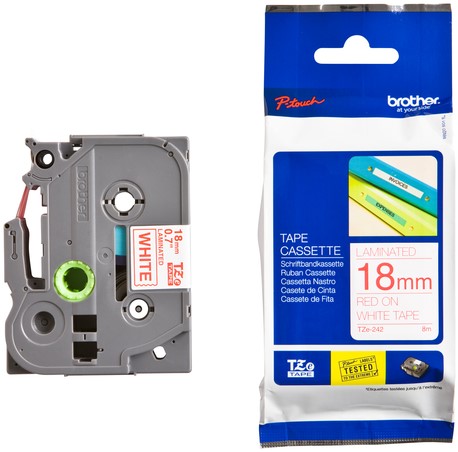 Labeltape Brother Ptouch TZe242 18mm wit 1 Stuk-3