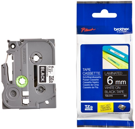 Labeltape Brother P-touch TZE-315 6mm wit op zwart-3