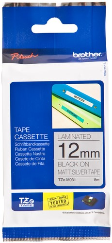 Labeltape Brother Ptouch TZeM931 12mm zilver 1 Stuk