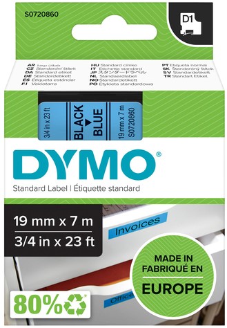 Labeltape Dymo LabelManager D1 polyester 19mm bl 1 Stuk