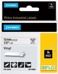 Labeltape Dymo Rhino industrieel vinyl 12mm wit 1 Stuk