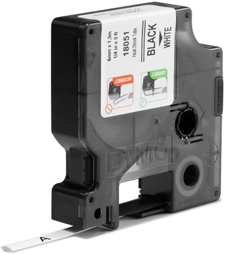 Labeltape Dymo Rhino industrieel krimpkous 6mm wit 1 Stuk-2