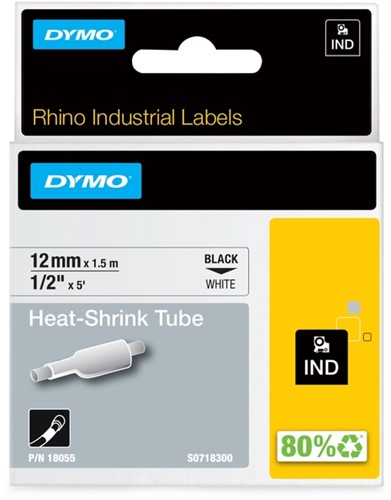 Labeltape Dymo Rhino industrieel krimpkous 12mm wt 1 Stuk
