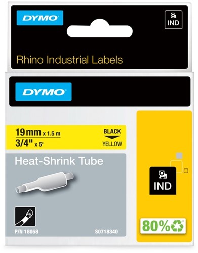 Labeltape Dymo Rhino industrieel krimpkous 19mm gl 1 Stuk