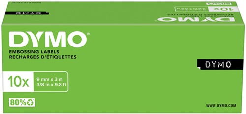Relieftape Dymo embossing plastic 9mm zwart 1 Stuk-3