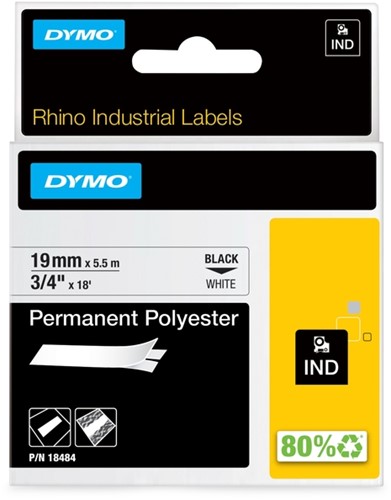 Labeltape Dymo Rhino industrieel polyester 19mm wt 1 Stuk