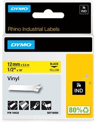 Labeltape Dymo Rhino industrieel vinyl 12mm geel 1 Stuk
