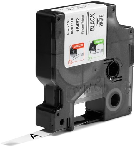 Labeltape Dymo Rhino industrieel polyester 9mm wit 1 Stuk-2