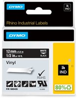 Labeltape Dymo Rhino industrieel vinyl 12mm zwart 1 Stuk