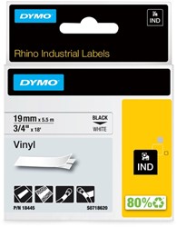 Labeltape Dymo Rhino industrieel vinyl 19mm wit 1 Stuk