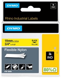 Labeltape Dymo Rhino industrieel nylon 19mm geel 1 Stuk