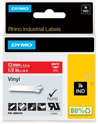 Labeltape Dymo Rhino industrieel vinyl 12mm rood 1 Stuk