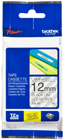 Labeltape Brother Ptouch TZe131 12mm transparant 1 Stuk
