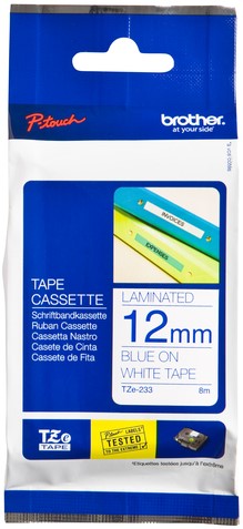 Labeltape Brother Ptouch TZe233 12mm wit 1 Stuk