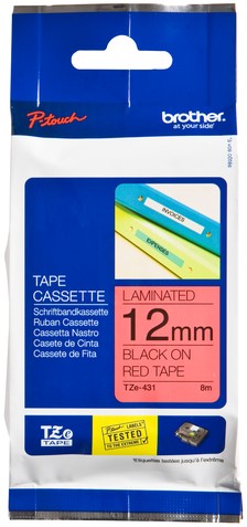 Labeltape Brother Ptouch TZe431 12mm rood 1 Stuk