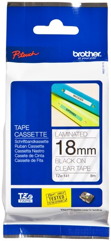Labeltape Brother Ptouch TZe141 18mm transparant 1 Stuk