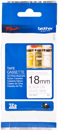 Labeltape Brother Ptouch TZeN241 18mm wit 1 Stuk