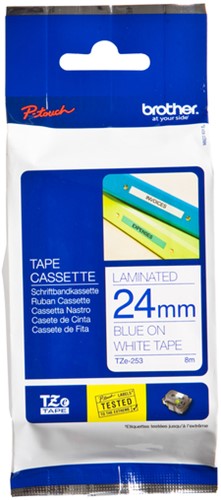 Labeltape Brother Ptouch TZe253 24mm wit 1 Stuk