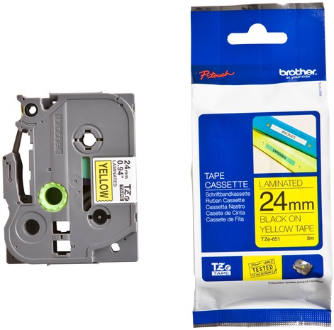 Labeltape Brother Ptouch TZe651 24mm geel 1 Stuk-3