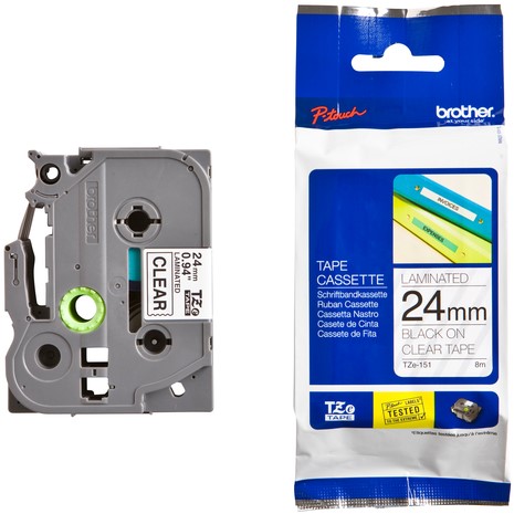 Labeltape Brother Ptouch TZe151 24mm transparant 1 Stuk-3