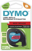 Labeltape Dymo LetraTag plastic 12mm rood 1 Stuk