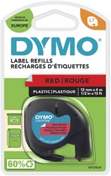 Labeltape Dymo LetraTag plastic 12mm rood 1 Stuk